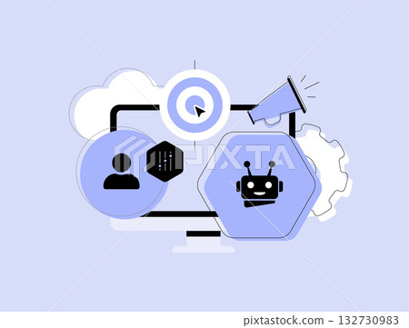 Targeted AI advertising automates personalized marketing campaigns with cloud-based audience segmentation, real-time bidding. Performance analytics for superior ROI in digital marketing ecosystems 132730983