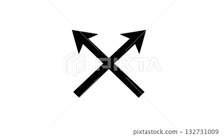 Black Sagittarius symbol with arrows on white, created AI, PNG 132731009