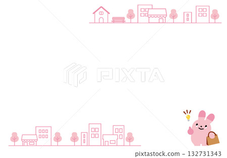 靈感購物兔和城市框架 靈感購物兔和城市框架 132731343