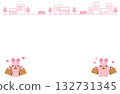 A frame of shopping rabbits and the city 132731345