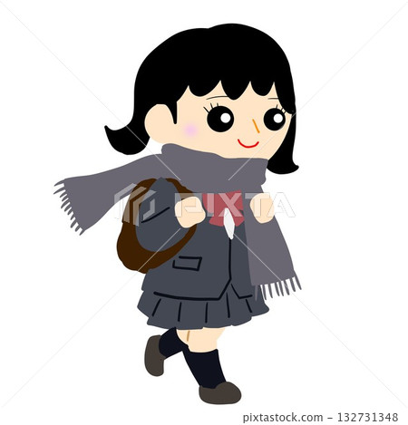 冬季,女學生往返學校的路上 冬季,女學生往返學校的路上 132731348