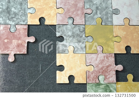 Abstract Colorful Jigsaw Puzzle Pieces Background                                132731500