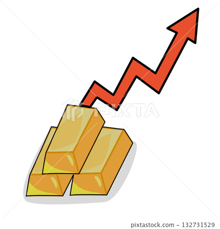 Illustration of Gold Bars with Arrow Up 132731529