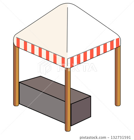 Illustration of empty Market Stall with Awning Illustration of empty Market Stall with Awning 132731591