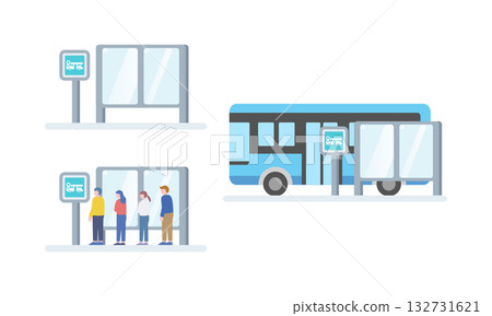 公車站和人們 公車站和人們 132731621