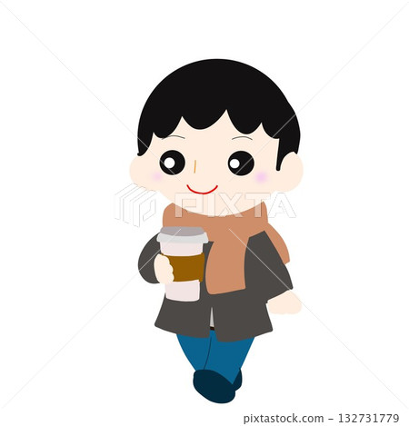 一名男子手持熱飲行走 一名男子手持熱飲行走 132731779