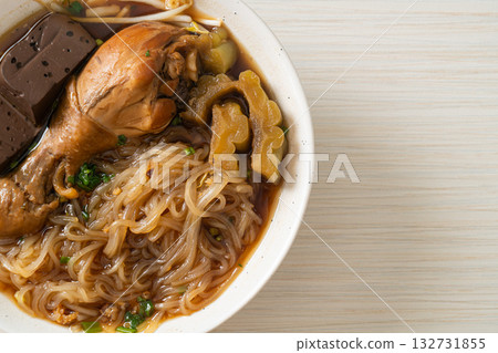 Stewed Chicken Noodle Soup Bowl 132731855
