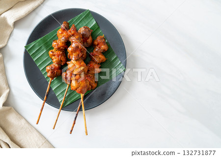 grilled chicken gizzard skewer in Asian style grilled chicken gizzard skewer in Asian style 132731877