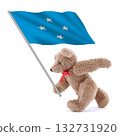 Micronesia flag being carried by a cute teddy bear 132731920