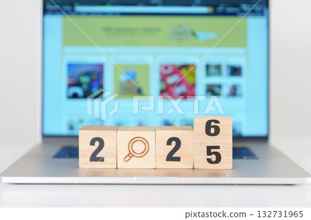 2025 end year to Happy New Year 2026 block magnifying glass icon against laptop background. Hiring, recruitment, job, jobless SEO, Search Engine Optimization and New Year concepts 2025 end year to Happy New Year 2026 block magnifying glass icon against laptop background. Hiring, recruitment, job, jobless SEO, Search Engine Optimization and New Year concepts 132731965