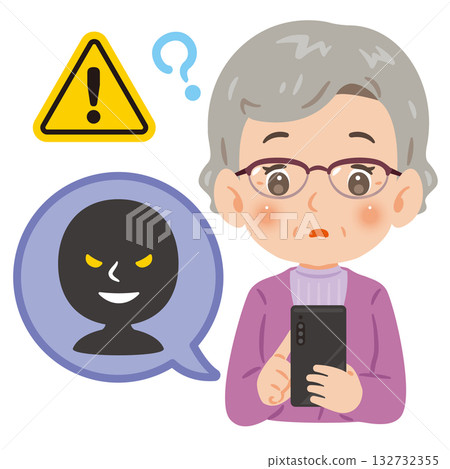 Smartphone crime and senior women upper body illustration Smartphone crime and senior women upper body illustration 132732355
