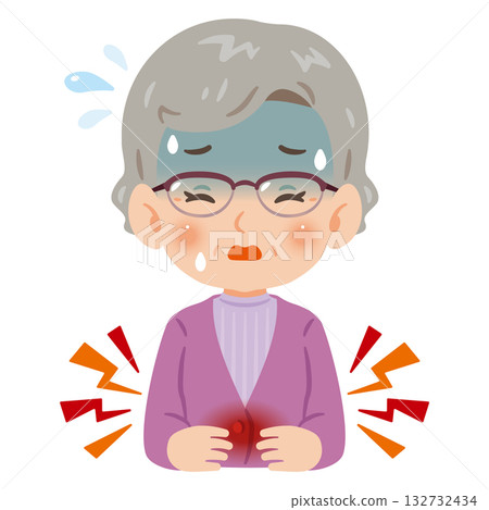 老年婦女腹痛 上半身插圖 老年婦女腹痛 上半身插圖 132732434