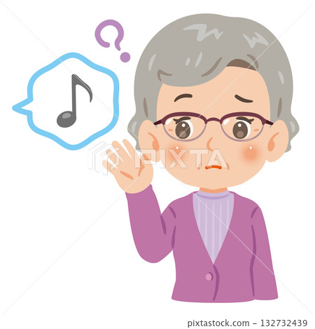 聽力障礙老年女性上半身插圖 132732439