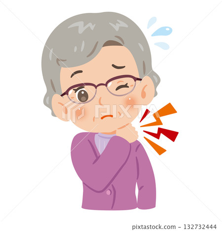 老年婦女頸部僵硬上身插圖 132732444