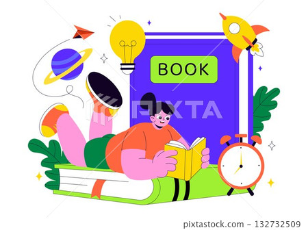 Book Week Events Vector Illustration with People Reading and Students Studying Textbooks for Literacy in a Flat Style Cartoon Background 132732509