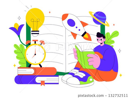 Book Week Events Vector Illustration with People Reading and Students Studying Textbooks for Literacy in a Flat Style Cartoon Background 132732511