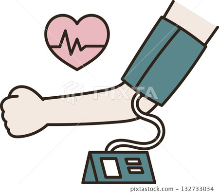 使用血壓計測量血壓的示意圖 使用血壓計測量血壓的示意圖 132733034