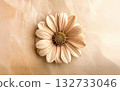 Beige flowers and a Japanese paper-like background - AI-generated image 132733046