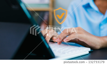 Cybersecurity Login Authentication and Data Protection Concept 132733179
