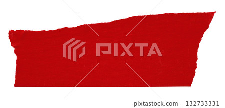 red crumpled torn tape isolated on transparent background. 132733331