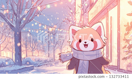 Red panda enjoying Christmas illuminations 132733411