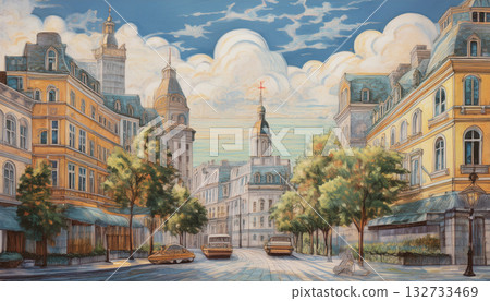 歐洲古城風景畫 132733469