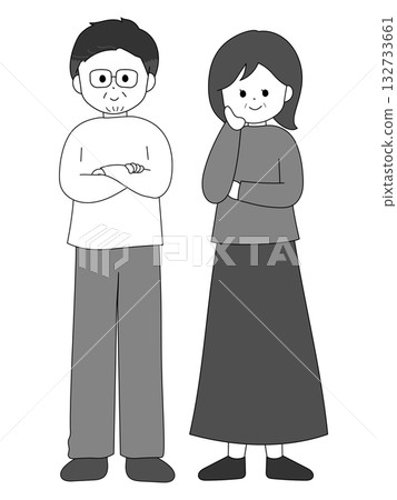 一對四十多歲的中年夫妻全身像 一對四十多歲的中年夫妻全身像 132733661