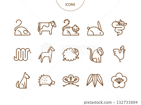 十二星座圖示象形圖向量圖集 132733804