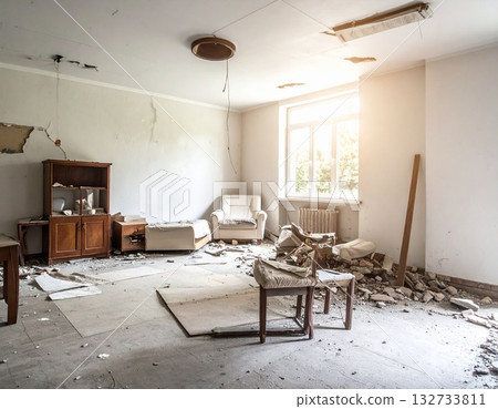 一間破敗不堪、搖搖欲墜的房間——人工智慧生成的圖像 一間破敗不堪、搖搖欲墜的房間——人工智慧生成的圖像 132733811