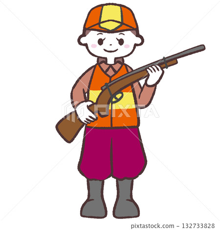 一名女子手持獵槍的插圖 132733828