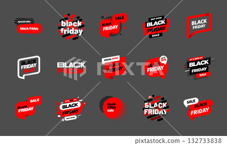 Black Friday sale inscription. Promotion labels. Black Friday sale inscription. Promotion labels. 132733838
