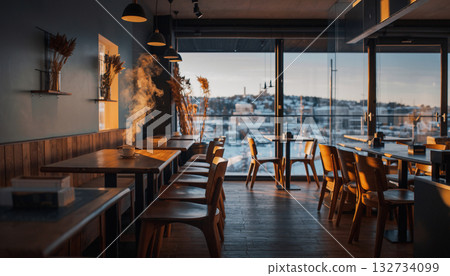 A quiet Nordic-style cafe on a winter morning A quiet Nordic-style cafe on a winter morning 132734099