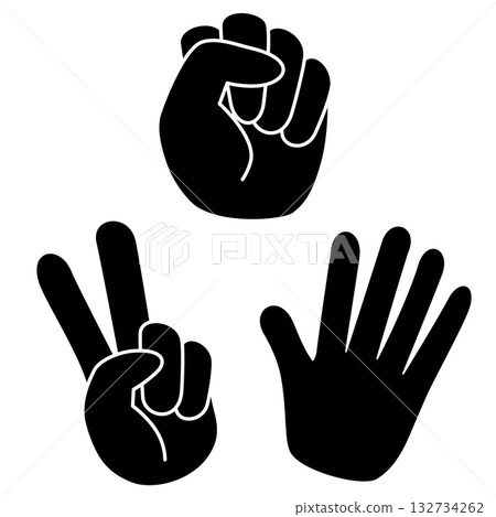 一隻手玩石頭剪刀布的插圖 132734262