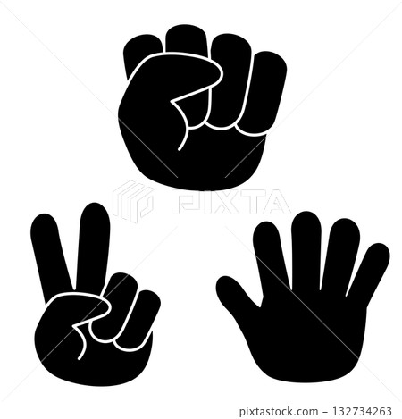 一隻手玩石頭剪刀布的插圖 132734263