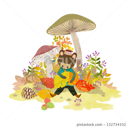 Bear and Fallen Leaves 132734332