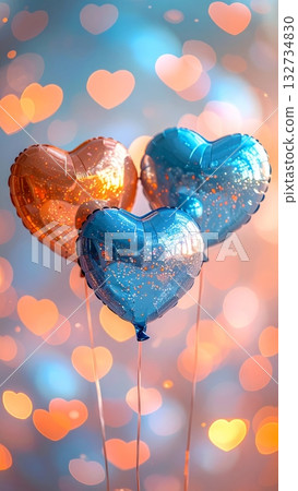 Orange and Blue Glitter Heart Balloon 132734830