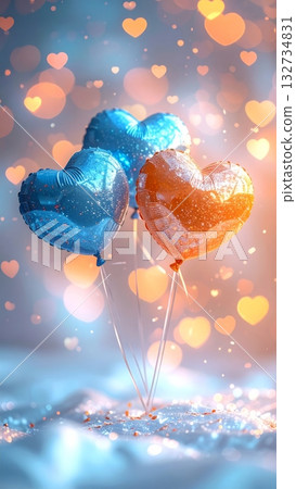 Orange and Blue Glitter Heart Balloon Orange and Blue Glitter Heart Balloon 132734831