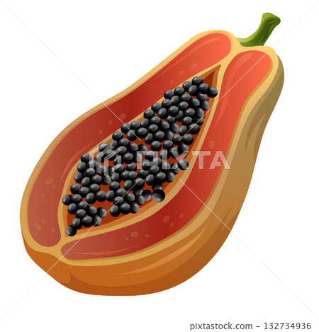 cut out half slice papaya tropical fruit 132734936