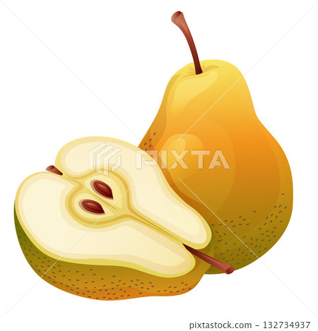 cut out half slice pear fruit cut out half slice pear fruit 132734937