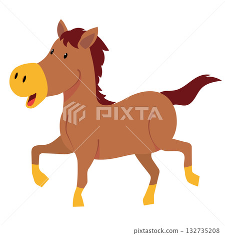 Year of the Horse: A simple and cute illustration of a deformed horse Year of the Horse: A simple and cute illustration of a deformed horse 132735208