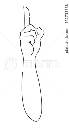 Hand, arm, and elbow pointing upwards, little finger side 132735388