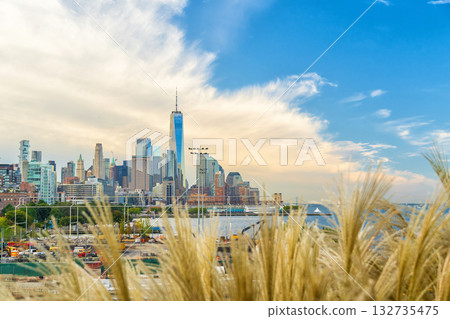 Manhattan city skyline from top viewy, cityscape of New York city Manhattan city skyline from top viewy, cityscape of New York city 132735475