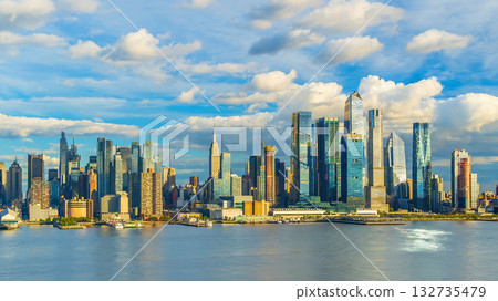Manhattan city skyline from top viewy, cityscape of New York city Manhattan city skyline from top viewy, cityscape of New York city 132735479