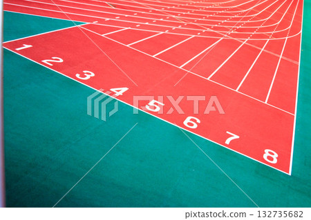 Starting line of an athletics stadium Starting line of an athletics stadium 132735682