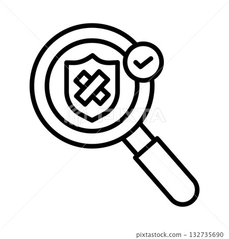 安全補丁圖示。問題用放大鏡識別出來，並用膠帶粘住以解決問題。 132735690