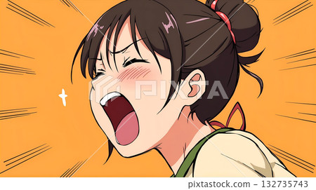 一幅可愛女孩大聲尖叫的插圖 一幅可愛女孩大聲尖叫的插圖 132735743