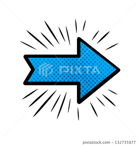 American comic style pop arrow, retro pop dot pattern arrow design, American comic style color 132735877