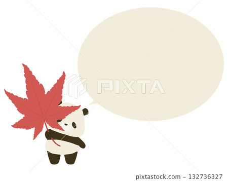 Autumn leaves and pandas. With speech bubbles. Autumn leaves and pandas. With speech bubbles. 132736327