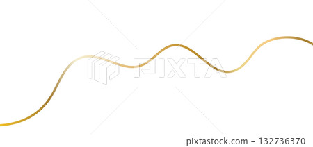 Gold line, golden ribbon isolated on white background, wavy vector design, modern luxury element 132736370