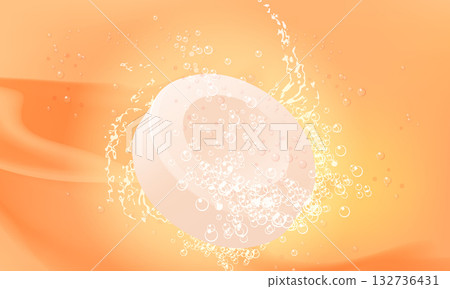 Illustration of carbon dioxide bath additives dissolving and foaming in hot water 132736431